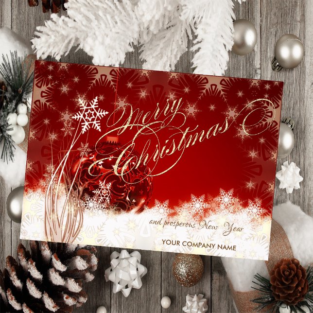 Cartes Pour Fêtes Annuelles Boule de Noël rouge, Flèches de neige, Salutation  (Créateur téléchargé)
