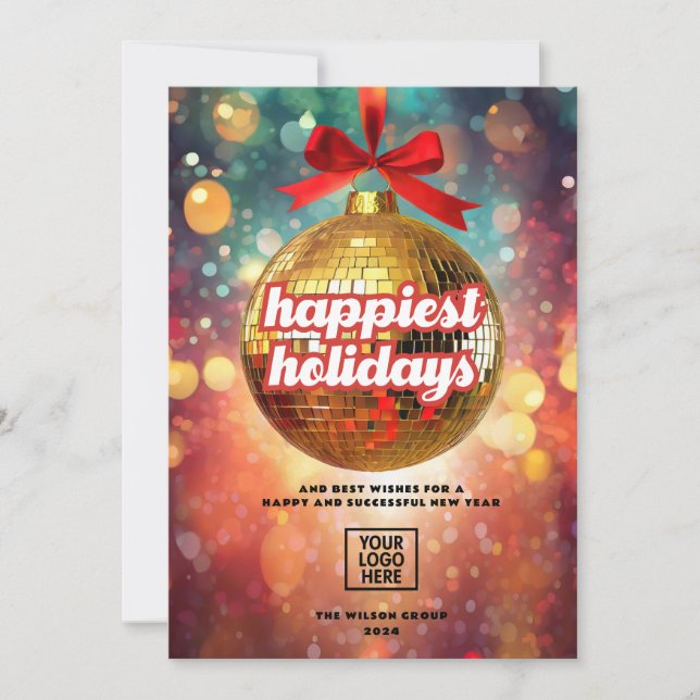 Cartes Pour Fêtes Annuelles Boule Golden Disco Orament (Devant)
