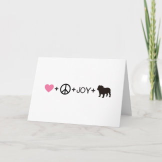 Cartes Pour Fêtes Annuelles Bouledogue de l'anglais de joie de paix d'amour