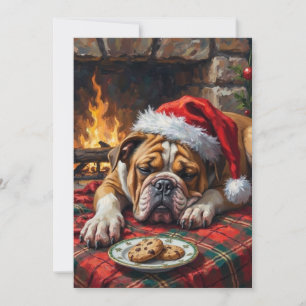 Cartes Pour Fêtes Annuelles Bouledogue endormi aussi vite qu'un escargot avec