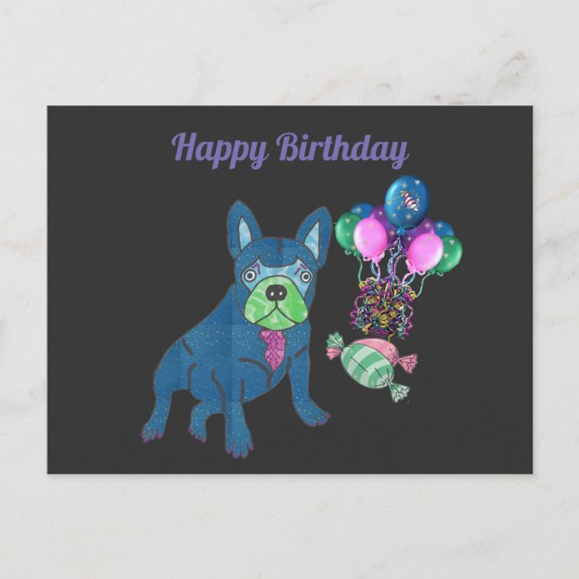 Cartes Pour Fêtes Annuelles Bouledogue français cartoon (Devant)