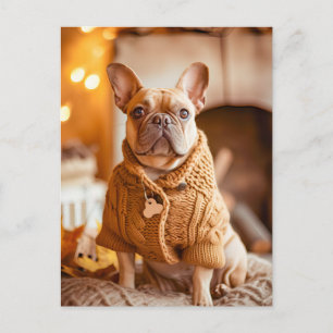 Cartes Pour Fêtes Annuelles Bouledogue français en tenue de chien tricotée