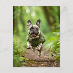 Cartes Pour Fêtes Annuelles Bouledogue français en tenue de chien tricotée