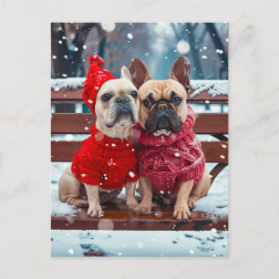 Cartes Pour Fêtes Annuelles Bouledogue français en tenue de chien tricotée