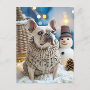 Cartes Pour Fêtes Annuelles Bouledogue français en tenue tricotée pour chien