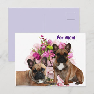 Cartes Pour Fêtes Annuelles Bouledogue français Fleurs Bouledogue français Fêt
