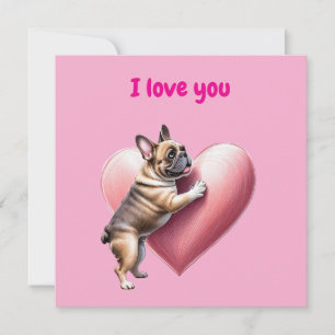 Cartes Pour Fêtes Annuelles Bouledogue français j'aime la Saint-Valentin