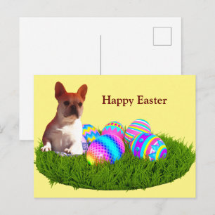 Cartes Pour Fêtes Annuelles Bouledogue français Joyeuses Pâques Bouledogue fra