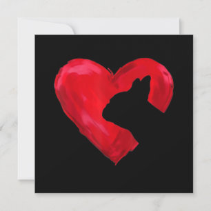 Cartes Pour Fêtes Annuelles Bouledogue français silhouette de cœur Saint-Valen