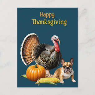 Cartes Pour Fêtes Annuelles Bouledogue français Thanksgiving French Bulldog