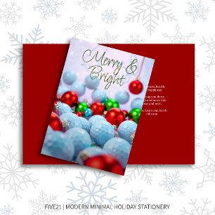 Cartes Pour Fêtes Annuelles Boules de golf et ornements brillants ・ Rouge