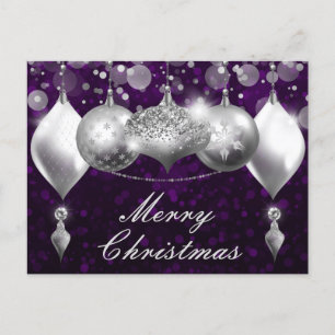 Cartes Pour Fêtes Annuelles Boules de Noël argent et violet