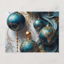 Boules de Noël Bleu Or Charme Festif