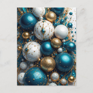 Cartes Pour Fêtes Annuelles Boules de Noël bleu or premium
