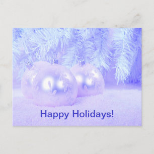 Cartes Pour Fêtes Annuelles Boules de Noël bleues sur neige avec Arrière - pla
