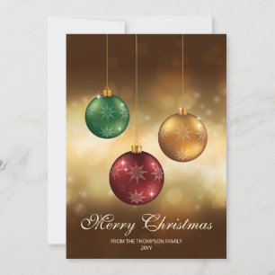 Cartes Pour Fêtes Annuelles Boules de Noël Colorées Avec Texte Personnalisé