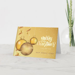 Cartes Pour Fêtes Annuelles Boules de Noël Élégantes en Or  Noël