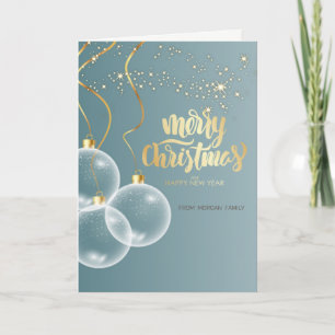 Cartes Pour Fêtes Annuelles Boules de Noël élégantes, étoiles Bleu de Noël