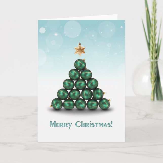 Cartes Pour Fêtes Annuelles Boules de Noël en forme d'arbre (Devant)