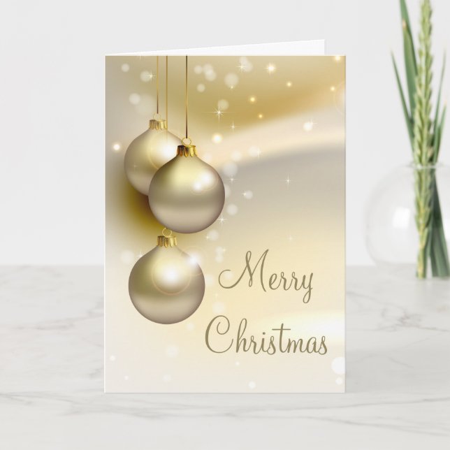 Cartes Pour Fêtes Annuelles Boules de Noël en or (Devant)