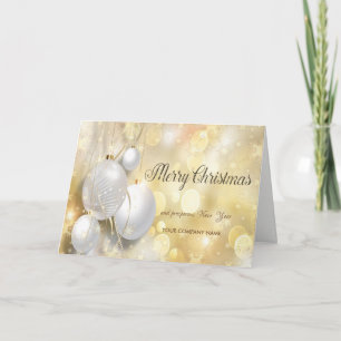 Cartes Pour Fêtes Annuelles Boules de Noël Gold Snowflakes, Salutation de l'en