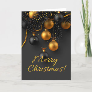 Cartes Pour Fêtes Annuelles Boules de Noël Noir et Or Parties scintillant élég