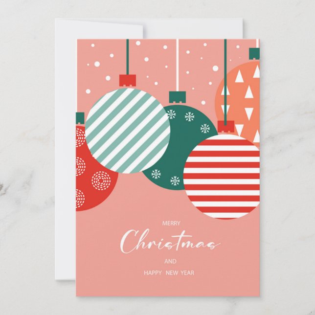 Cartes Pour Fêtes Annuelles Boules de Noël Rétro - Charme des Fêtes Classique (Devant)