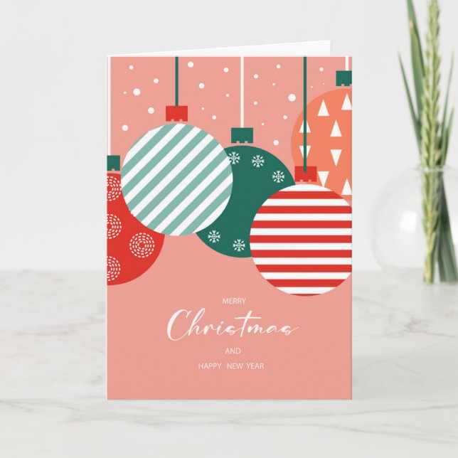 Cartes Pour Fêtes Annuelles Boules de Noël Rétro - Charme des Fêtes Classique (Devant)