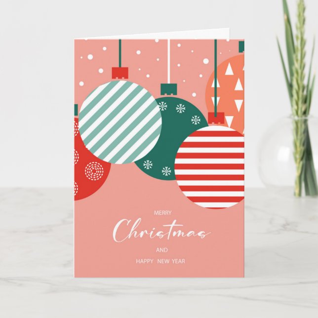 Cartes Pour Fêtes Annuelles Boules de Noël Rétro - Charme des Fêtes Classique (Devant)