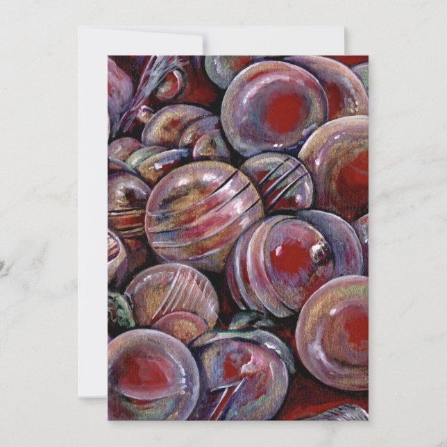 Cartes Pour Fêtes Annuelles Boules de Noël rouges (Devant)
