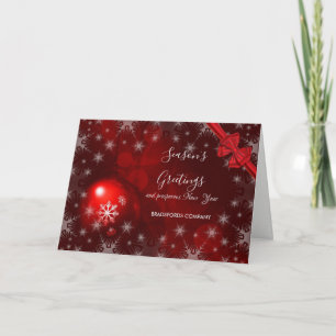 Cartes Pour Fêtes Annuelles Boules de Noël rouges, Bow rouge, Salutation d'ent