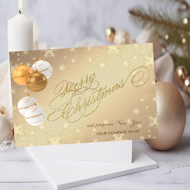 Cartes Pour Fêtes Annuelles Boules de Noël, Snowflakes, Salutation d'entrepris (Créateur téléchargé)