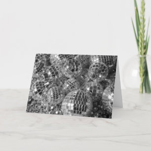 Cartes Pour Fêtes Annuelles Boules Disco Ornements Noir & Blanc Photo Noël