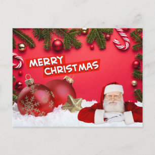 Cartes Pour Fêtes Annuelles Boules rouges de Noël, Père Noël, Canne de bonbon