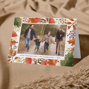 Cartes Pour Fêtes Annuelles Bounty d'automne   Photo Thanksgiving Plié