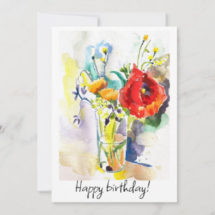 Cartes Pour Fêtes Annuelles Bouquet avec pavot rouge