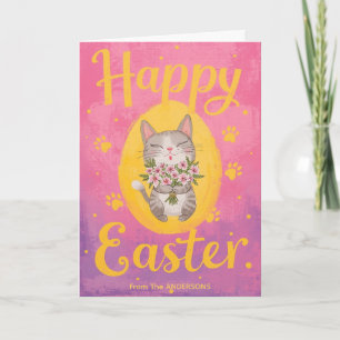 Cartes Pour Fêtes Annuelles Bouquet de chat mignon Pâques personnalisé Pâques 