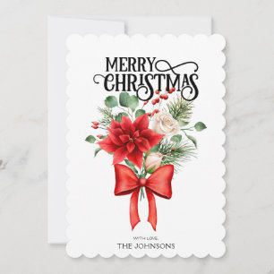Cartes Pour Fêtes Annuelles Bouquet de fleur de Noël Rose Poinsettia