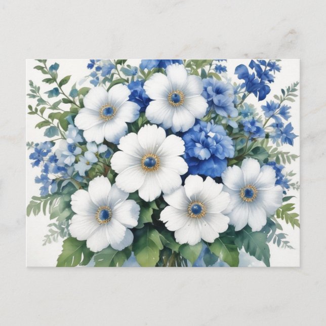 Cartes Pour Fêtes Annuelles Bouquet de fleurs Elégante aquarelle (Devant)