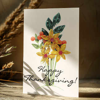 Cartes Pour Fêtes Annuelles Bouquet de fleurs en papier personnalisé, Joyeuse