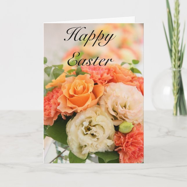 Cartes Pour Fêtes Annuelles Bouquet de fleurs en pêche Pâques (Devant)