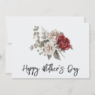 Cartes Pour Fêtes Annuelles Bouquet de fleurs Red Grey & Cream Boho Fête des M