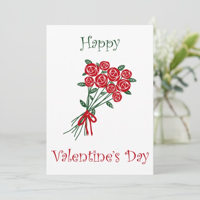 Cartes Pour Fêtes Annuelles Bouquet de fleurs rouges pour la Saint-Valentin (Debout devant)