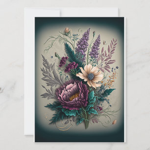 Cartes Pour Fêtes Annuelles Bouquet de fleurs violettes pourpres pour Valentin