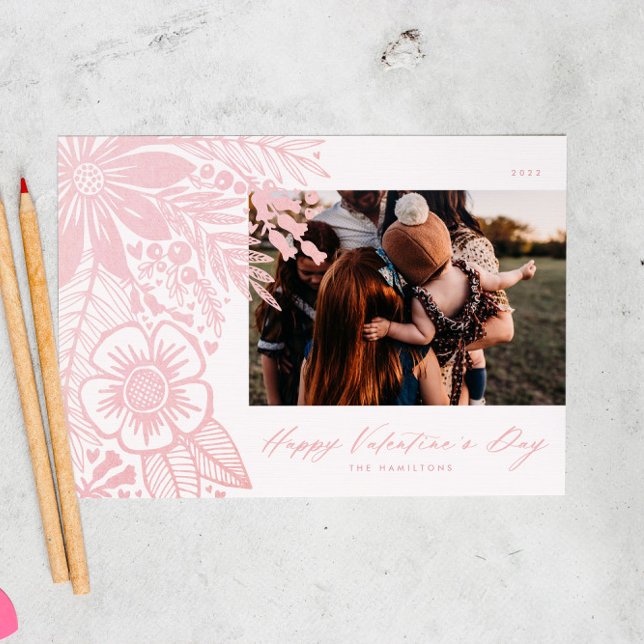 Cartes Pour Fêtes Annuelles Bouquet de la fête des Valentines d'aquarelle rose (Créateur téléchargé)