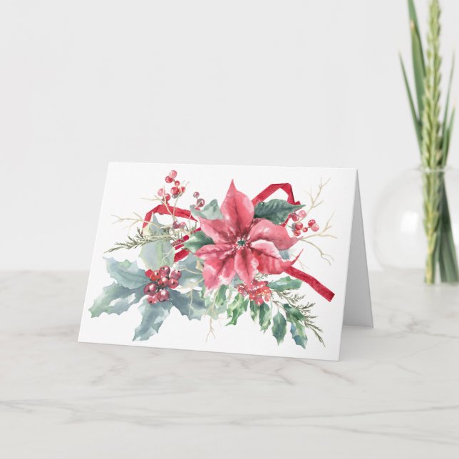 Cartes Pour Fêtes Annuelles Bouquet de Noël Poinsettia (Devant)