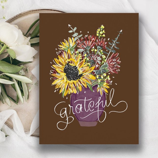 Cartes Pour Fêtes Annuelles Bouquet de remerciement de Thanksgiving (Créateur téléchargé)