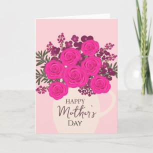 Cartes Pour Fêtes Annuelles Bouquet de roses roses – Élégante création florale