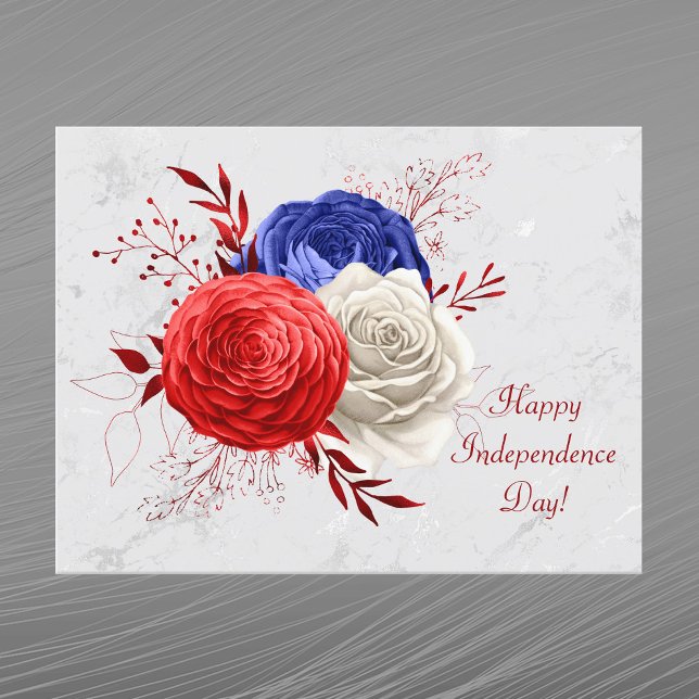 Cartes Pour Fêtes Annuelles Bouquet floral bleu rouge patriotique (Créateur téléchargé)