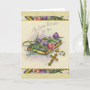 Cartes Pour Fêtes Annuelles Bouquet floral spirituel de rosaire de Pâques
